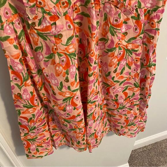 Banjanan Pink Peach Cotton Floral Mini Dress Medium - Picture 12 of 15